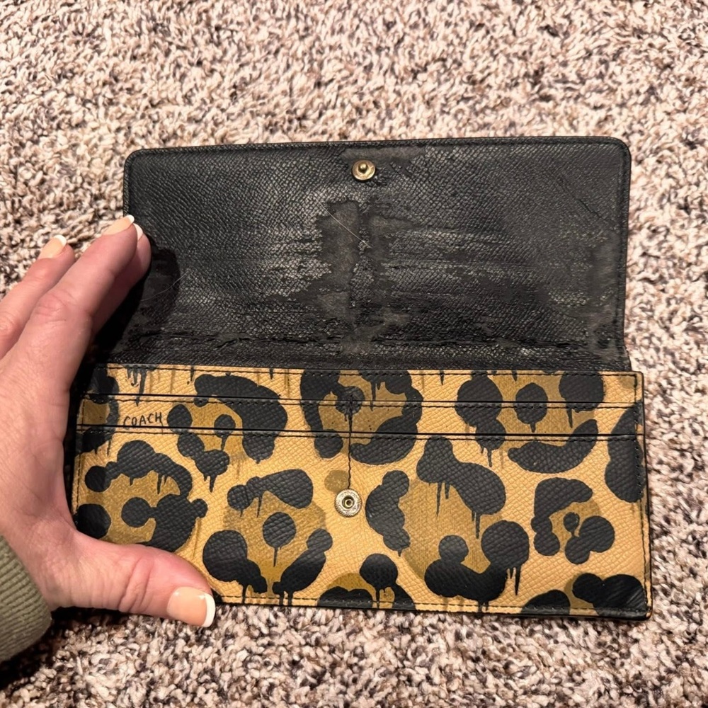 Coach Tan and Black Animal Print Satchel with Wallet - Picture 6 of 9